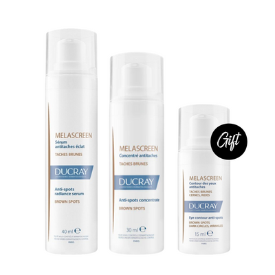 Ducray Melascreen Anti-Spots Radiance Serum 40 ML + Ducray Melascreen Anti-Spots Concentrate 30ML + Gift: Ducray Melascreen Eye Contour Anti-Spots 15ML