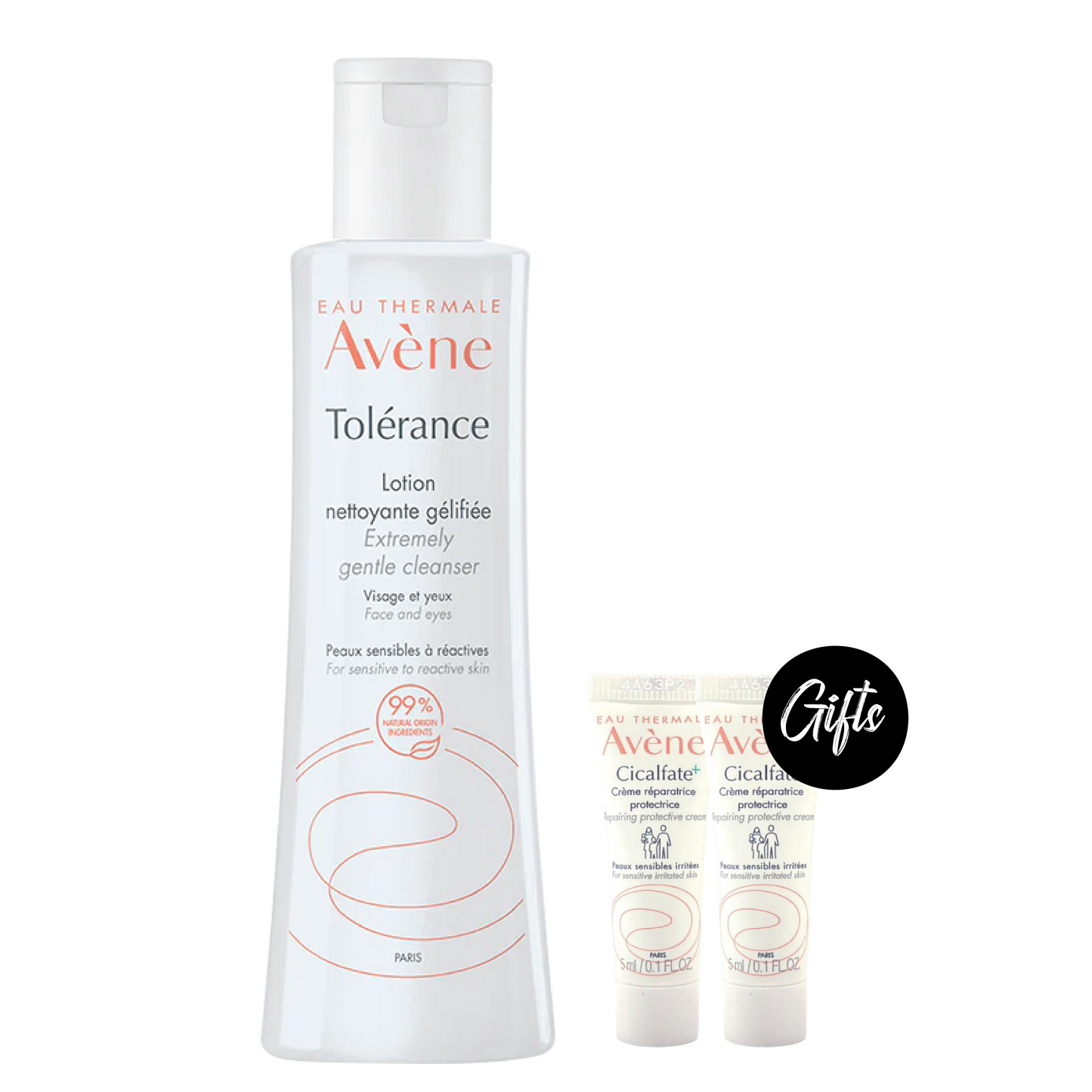 Avene Tolerance Gel Cleansing Lotion 400ML + Gift: Avene Cicalfate+ Repairing Protective Cream 5 ML (x2)
