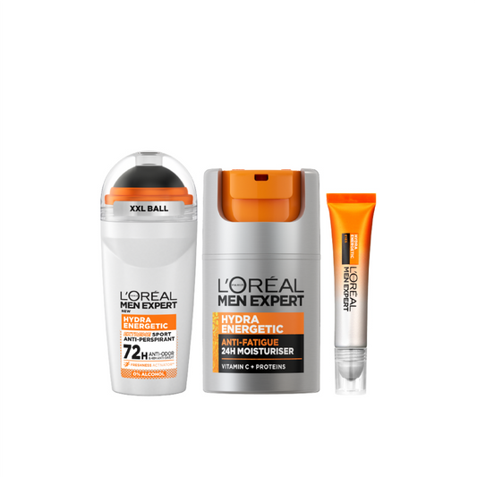 L'Oréal Paris Men Expert Hydra Energetic Extreme Sport Roll-On Antiperspirant + L’Oreal Men Expert Hydra Energetic 24 Hour Anti-Fatigue Moisturiser + L’Oreal Men Expert Hydra Energetic Anti-Fatigue Roll-On Eye Cream
