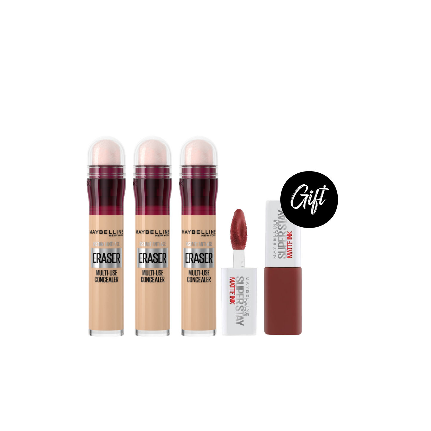 Maybelline New York Instant Age Rewind Eraser (x3) + Gift: Superstay Mini Matte Ink