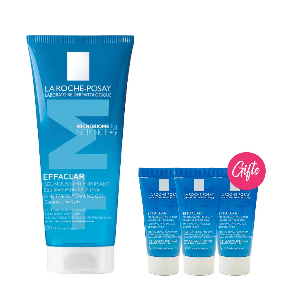 La Roche-Posay Effaclar Acne Foaming Cleansing Gel 200ml + 3x Effaclar ...