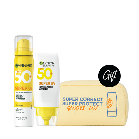 Garnier Invisible Mist Sunscreen 75ml + Garnier Invisible Serum Sunscreen SPF50+ +Gift: Pouch