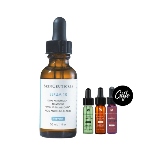 SkinCeuticals Serum 10 – 30 ML + Gifts: Phyto Corrective Gel 4 ML + Silymarin CF 4 ML + H.A. Intensifier Multi Glycan 4 ML