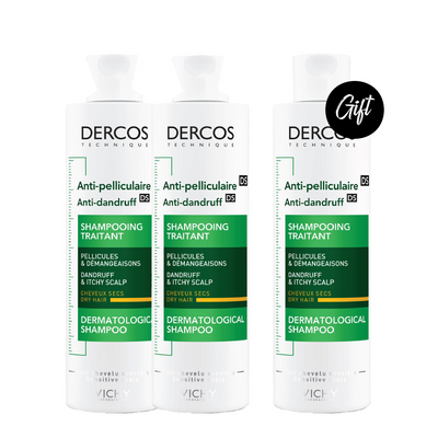 Buy 2 Get 1: Vichy Dercos Anti-Dandruff Shampoo For Dry Hair 200ML