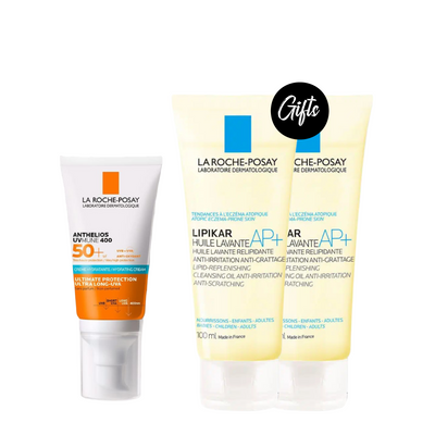 La Roche-Posay Anthelios UVMune 400 Moisturizing Sunscreen SPF50+ 50ml + Gift:  Lipikar Cleansing Oil AP+ 100 ML (x2)
