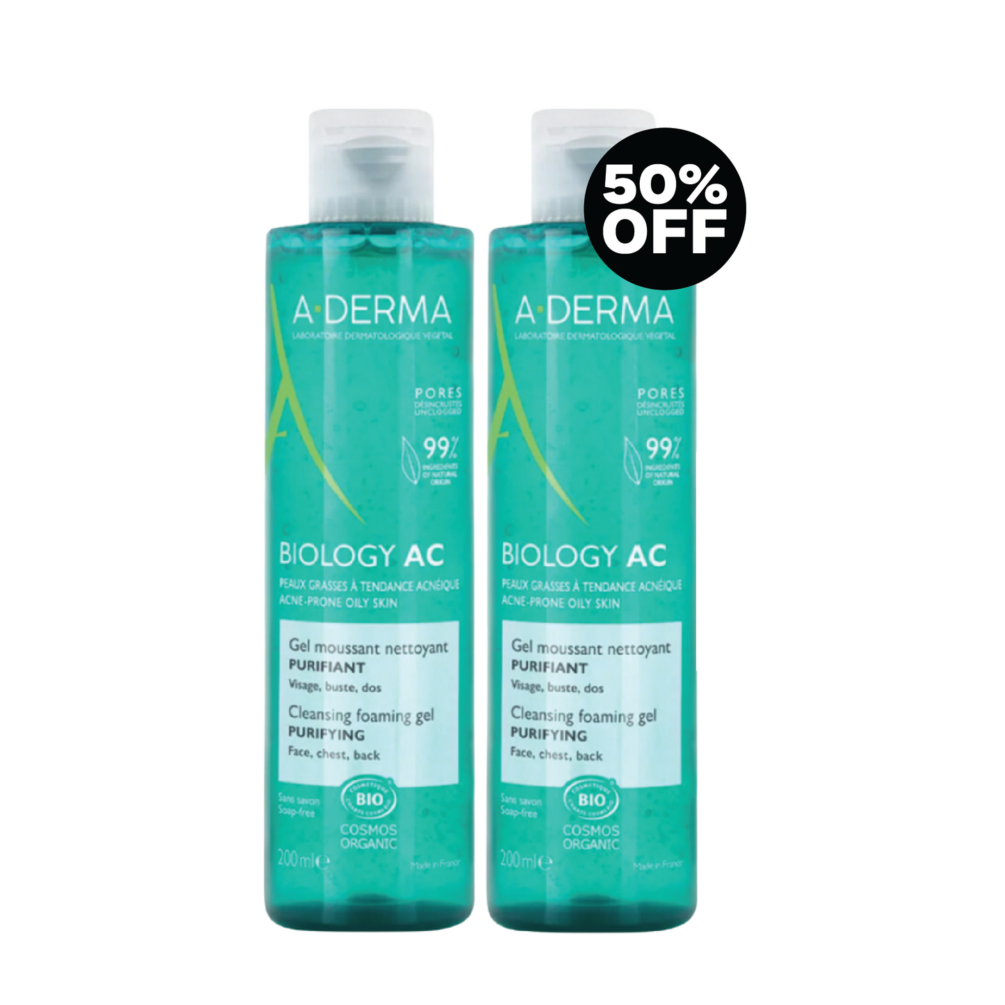 Buy 1 Get 50% On The Second: A-derma Biology-Ac Purifying Foaming Gel 200ML