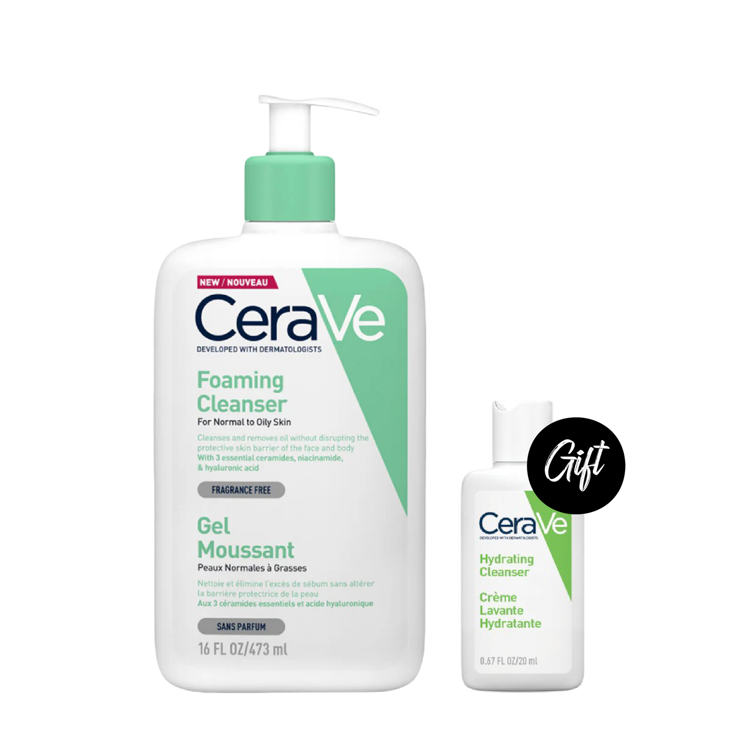 Cerave Foaming Cleanser 473 ML + Gift: Cerave Foaming Cleanser 20 ML or Cerave Hydrating Cleanser 20 ML