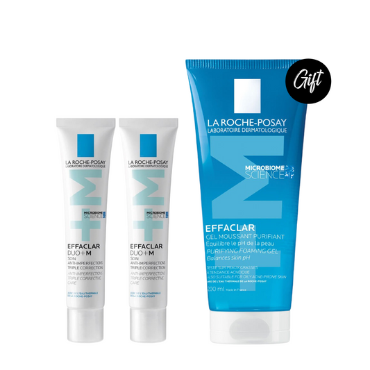 La Roche Posay Effaclar Duo+M Acne Treatment Cream 40ML x2 + Gift: Effaclar Acne Foaming Cleansing Gel 200ML