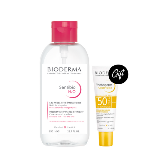 Bioderma Sensibio H2O Micellar Water 850ML +Gift: Bioderma Photoderm Aquafluid SPF50 40ml (Expiry date: End of 1-2026)