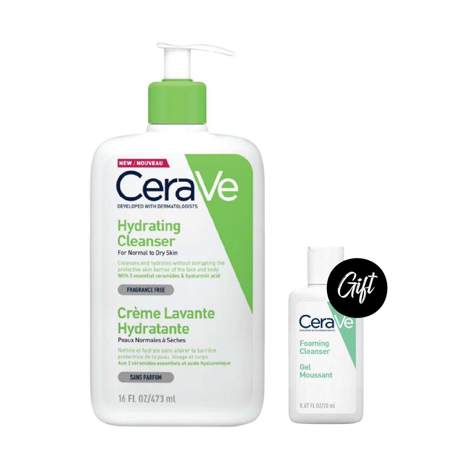 Cerave Hydrating Cleanser 473 ML + Gift: Cerave Foaming Facial Cleanser 20 ML or Cerave Hydrating Cleanser 20 ML