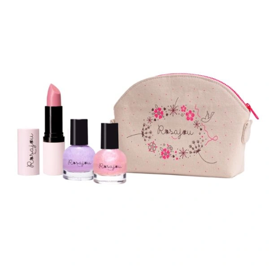 Rosajou Makeup Set with Lipstick & 2 Nail Polishes with Cotton Case