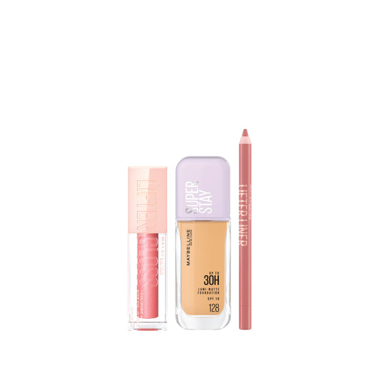 Maybelline Lifter Gloss + Maybelline Super Stay 30H Lumi-Matte Foundation 35 ML + Maybelline Lifter Liner with Hyaluronic Acid