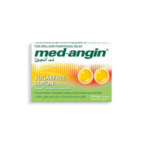 Med-Angin Lemon Sugar Free 20 Lozenges