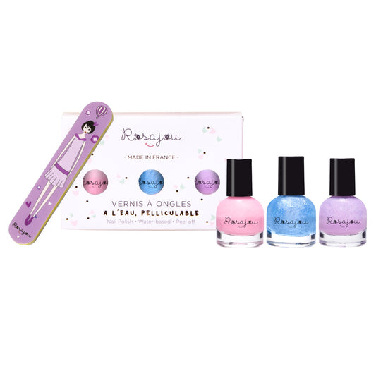 Rosajou Nail Polishes Set Flamingo x Givre x Lavande + Nail File
