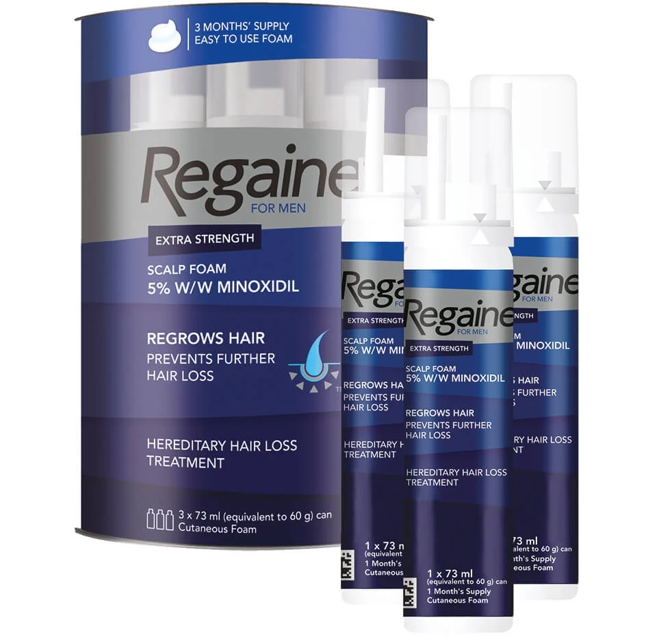 Regaine For Men Extra Strength Scalp Foam For Hair Regrowth 75ml Pack of 3