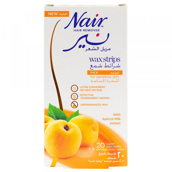 Nair Apricot Wax Strips For Face – Sensitive Skin