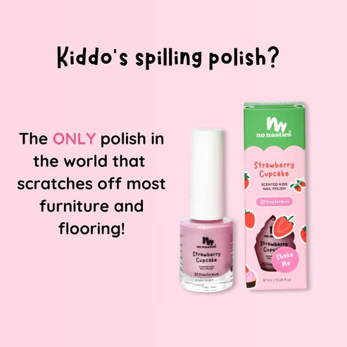 No Nasties - Scented Kids Nail Polish Strawberry Cupcake Pastel Pink