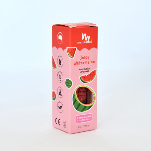 No Nasties - Natural Kids Lip Gloss Wand Juicy Bright Watermelon